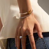 Organic Pearl Beaded Bracelet | 18K Solid Gold