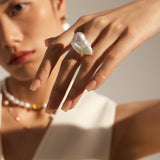 Oversized Baroque Pearl Ring | 18K Solid Gold