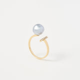 Open-T Design Baroque Pearl Diamond Ring | 18K Solid Gold