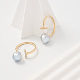 Open-T Design Baroque Pearl Diamond Ring | 18K Solid Gold