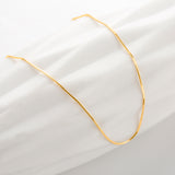 Thin Herringbone Chain Necklace | 18K Solid Gold