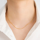 Thin Herringbone Chain Necklace | 18K Solid Gold