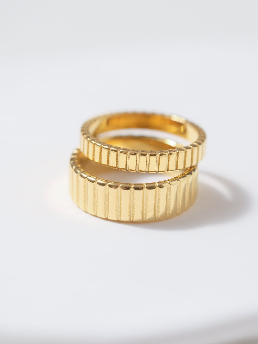 18K Solid Gold Prime Ribbed Ring II for Women | 18K Solid Gold 