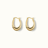 Oval Hoop Earrings | 18K Solid Gold