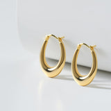 Oval Hoop Earrings | 18K Solid Gold