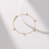 Bezel Set Floating Diamond Station Bracelet | 18K Solid Gold