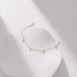 Bezel Set Floating Diamond Station Bracelet | 18K Solid Gold