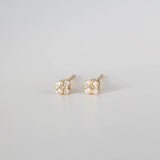 Diamond Clover Studs | 18K Solid Gold