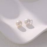 Oversized Classic Pearl Stud Earrings | 18K Solid Gold