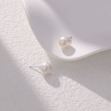 Oversized Classic Pearl Stud Earrings | 18K Solid Gold