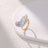 Oversized Baroque Pearl Ring | 18K Solid Gold