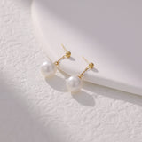 Oversized Classic Pearl Dangle Earrings | 18K Solid Gold