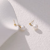 Oversized Classic Pearl Dangle Earrings | 18K Solid Gold