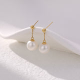 Oversized Classic Pearl Dangle Earrings | 18K Solid Gold