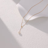 Classic Pearl Lariat Adjustable Necklace | 18K Solid Gold