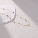 Pearl & Gold Bead Strand Necklace | 18K Solid Gold