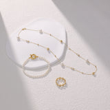 Pearl & Gold Bead Strand Necklace | 18K Solid Gold