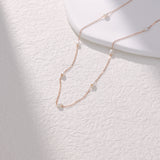 Organic Pearl Station Necklace | 18K Solid Gold