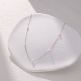 Organic Pearl Station Necklace | 18K Solid Gold