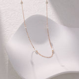 Organic Pearl Station Necklace | 18K Solid Gold