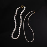 Oversized Organic Pearl Beaded Necklace | 18K Solid Gold