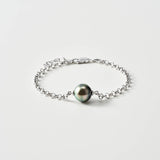 Tahitian Pearl Rolo Chain Bracelet | 18K Solid Gold