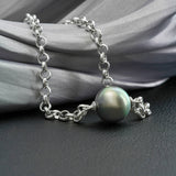 Tahitian Pearl Rolo Chain Bracelet | 18K Solid Gold