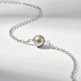 Tahitian Pearl Rolo Chain Necklace | 18K Solid Gold